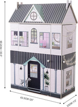 Olivia's Little World Dreamland Farmhouse Dětský interaktivní dřevěný domeček pro panenky 3 patra s 13 nábytkem pro panenky Bílá TD-13632A Domky pro panenky Naty Shop