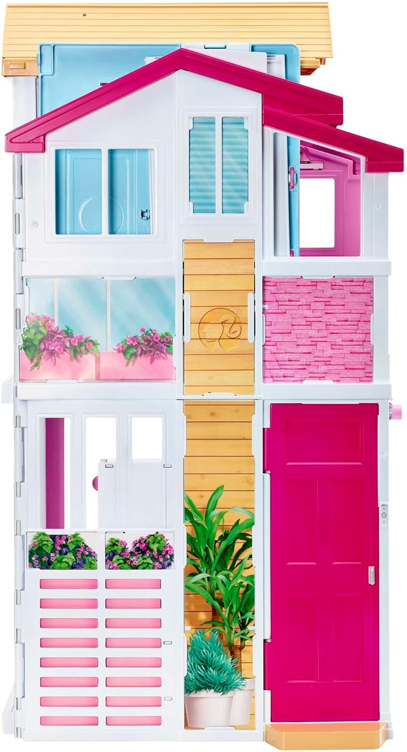 Barbie dům Dream Villa Třípatrový 5pokojový městský dům včetně doplňků, jako je nábytek, skládací a úložný prostor, hračky od 3 let, domečky pro panenky Naty Shop DLY32