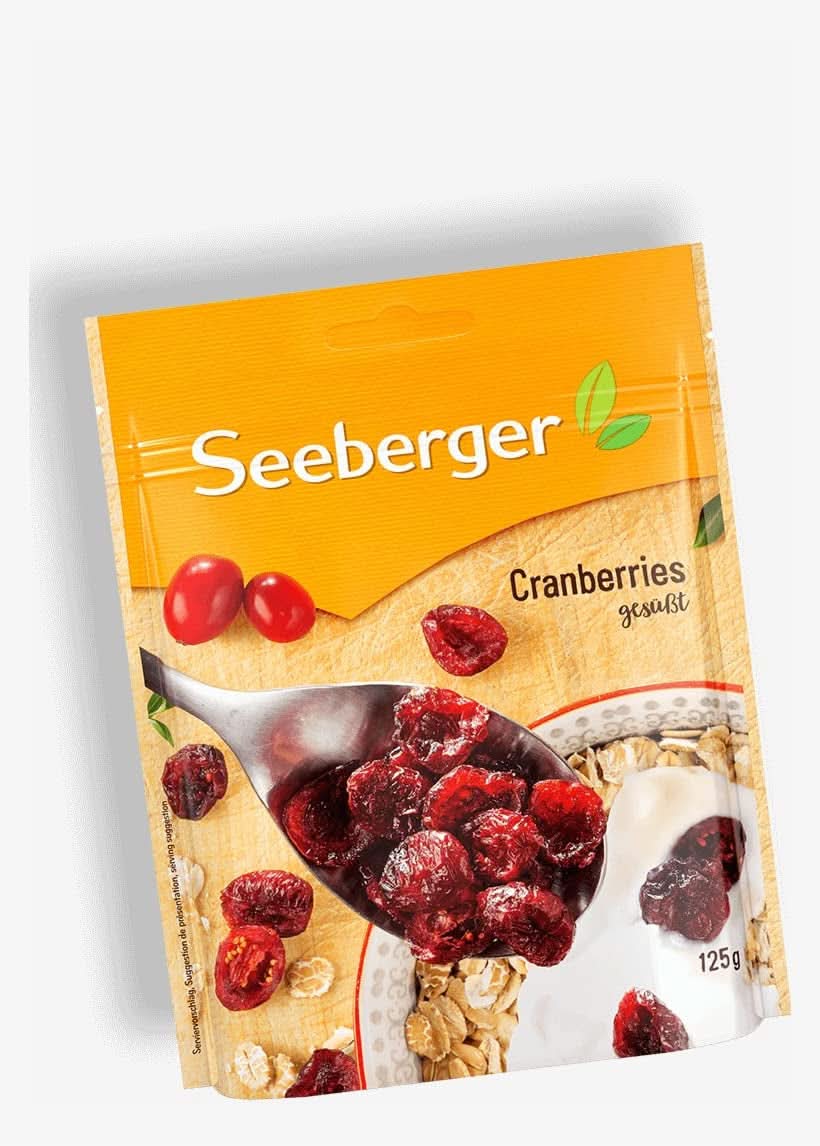 Seeberger, půlené kanadské brusinky, ovocné a sladké Naty Shop dehydratované produkty 125 gramů