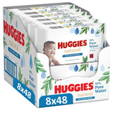 Huggies přirozeně biologicky odbouratelné vlhčené ubrousky pro citlivá miminka, 8 x 48 ubrousků, hromadné balení