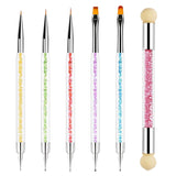 Sularpek 6 Stück Nagel Pinsel, Nail Art Pinsel, Pinsel Nageldesign, Nagel Pinsel Set, Nail Art Dotting Tools Mit 1 Sponge Brush Applikator, Nageldesign Zubehör Für DIY Nail Art Design