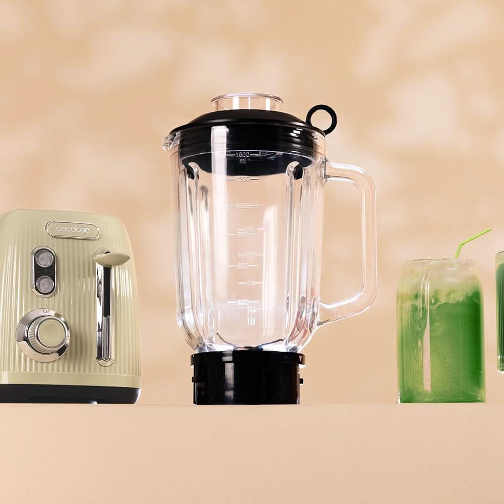 Stojanový mixér Cecotec Retro Power Black Titanium Retrogreen. 1200W Maximale Leistung, 2 Geschwindigkeiten, 4-Klingen-Messer Mit Schwarzer Titanbeschichtung Und 1,5L Krug, Vintage-Design v Grün Kitchen Naty Shop