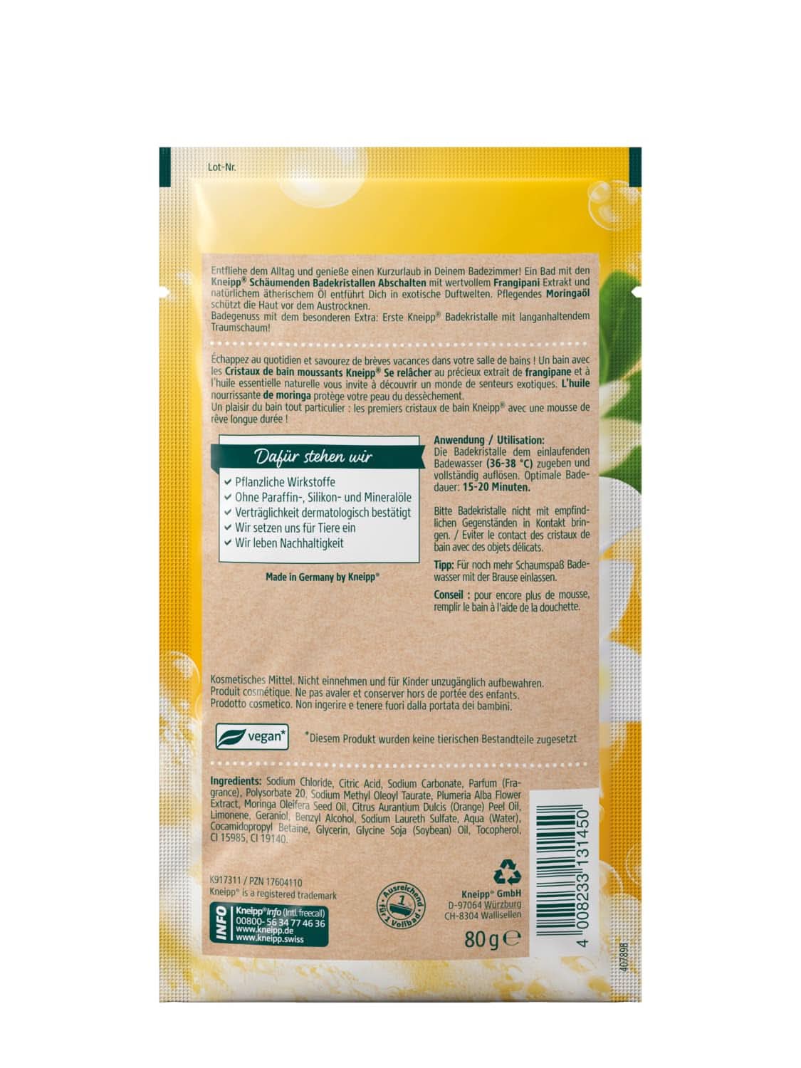 Kneipp, šumivá koupelová sůl, 80 gramů Sprcha a koupel Naty Shop