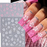 8 Stück Hibiskus Nagel Sticker, 3D Selbstklebende Blumen Nagelaufkleber, Weiß Rosa Gelb Magenta Summer Neonail Sticker, Nail Art Zubehör Nagel Deko Für Frauen