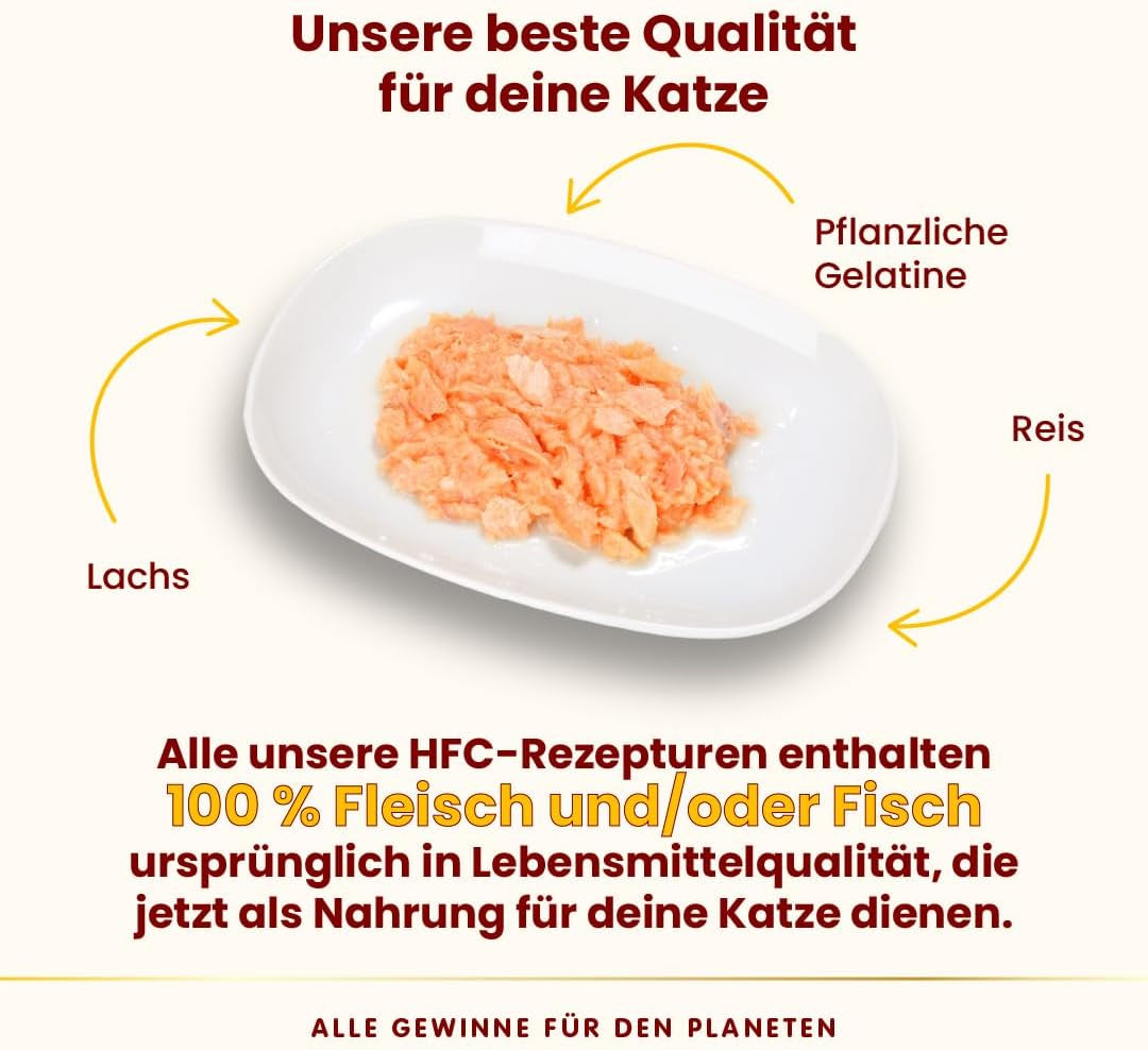 Almo Nature HFC Jelly - Nassfutter für ausgewachsene Katzen - Lachs - Human Grade, Bez lepku a Monoprotein - 6 x 70 g