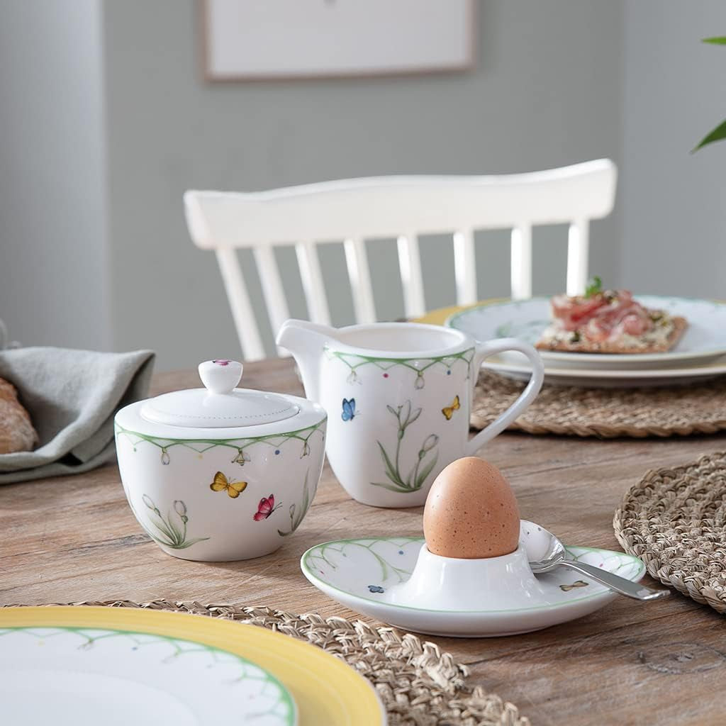 Villeroy & Boch – Colorful Spring Zuckerdose 300 ml Weiß/Bunt, Spülmaschinenfest, Mikrowellensicher, Dose Frühling, Deko Ostern, Oster Deko, Frischhaltedose, Vorratsdose, Premium Porzellan
