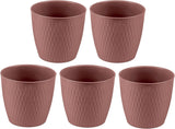 Sada 5 hnědých květináčů, průměr 16 cm - Pevné plastové květináče - Dekorativní květináč s možností odvodnění - Elegantní květináč pro vnitřní i venkovní použití