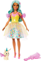 Barbie Hidden Magic - Panenka Teresa s pohádkovým oblečkem, vlnitými vlasy a hřebenem pro zábavné kadeřnictví, pro děti od 3 let, HLC36