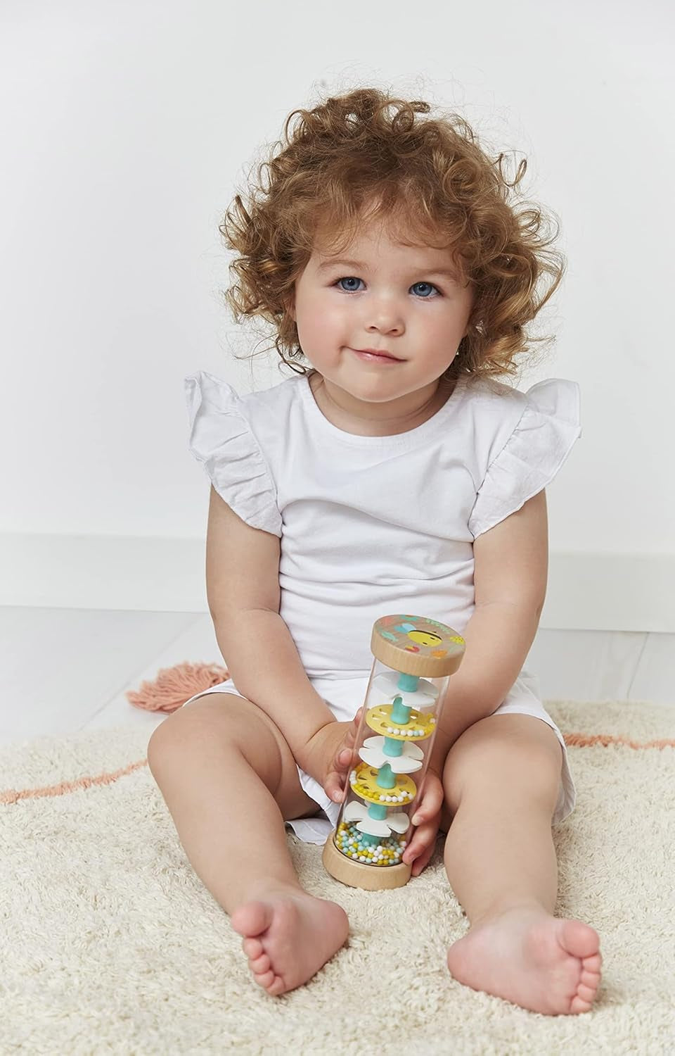 Janod - Wooden Rainmaker - Pure Collection - Hračka pro miminka a batolata - Rozvoj jemné motoriky Vizuální a akustická stimulace - Barvy na vodní bázi - Od 6 měsíců, J05193 Baby Toys Naty Shop