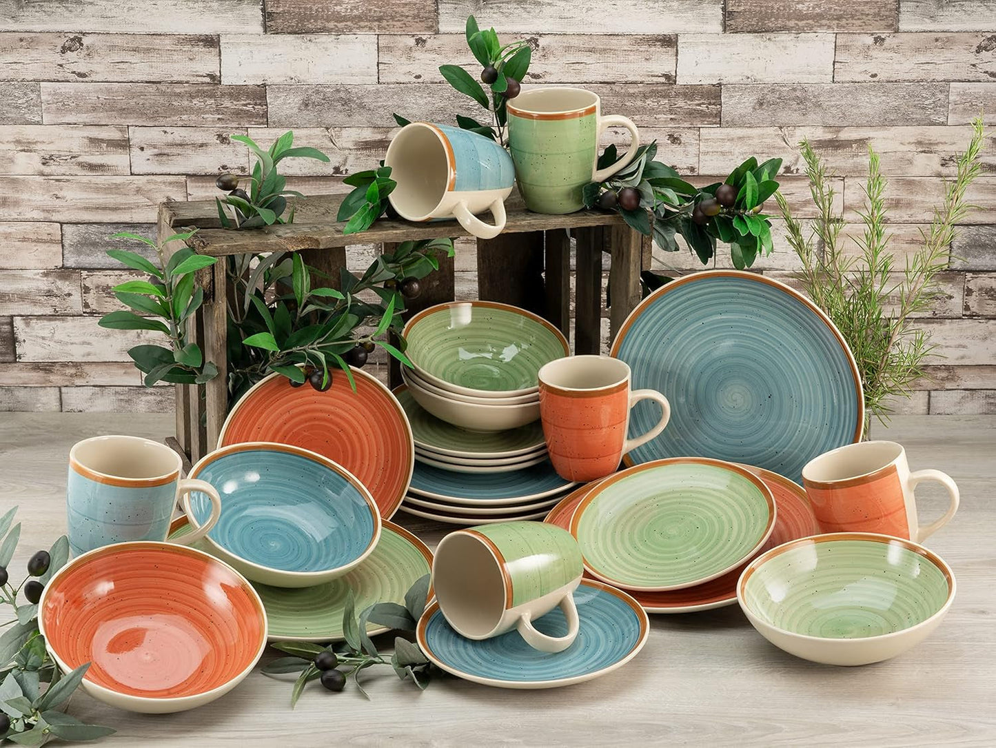 CreaTable, 22851, COUNTRY Series, 24dílná sada nádobí pro 6, porcelánová kombinovaná služba, vhodné do myčky a mikrovlnné trouby, kvalitní výroba
