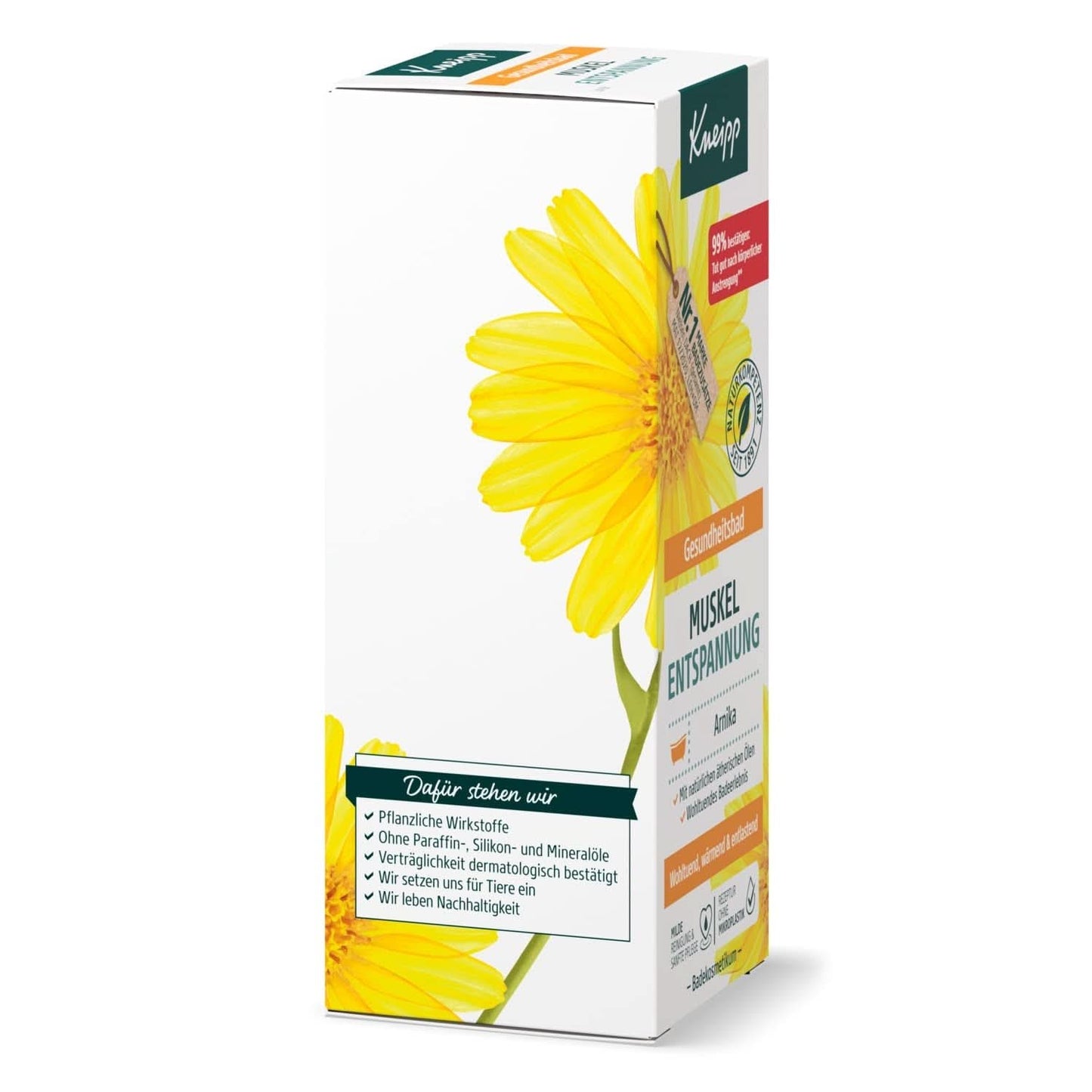 Kneipp zdravotní koupel, Svalová relaxace, Koupelový olej s extraktem z arniky a esenciálními oleji z druhů Cabreuva, Rozmarýn a Pinus, revitalizuje a léčí po fyzické námaze, 100 ml Naty Shop