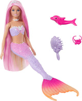 Panenka BARBIE mořská víla – inspirovaná televizním seriálem „Barbie: Hidden Magic“ s efektem změny barvy a doplňky, 19 cm dlouhé růžové vlasy pro styling, pro děti od 3 let, 97 HRP