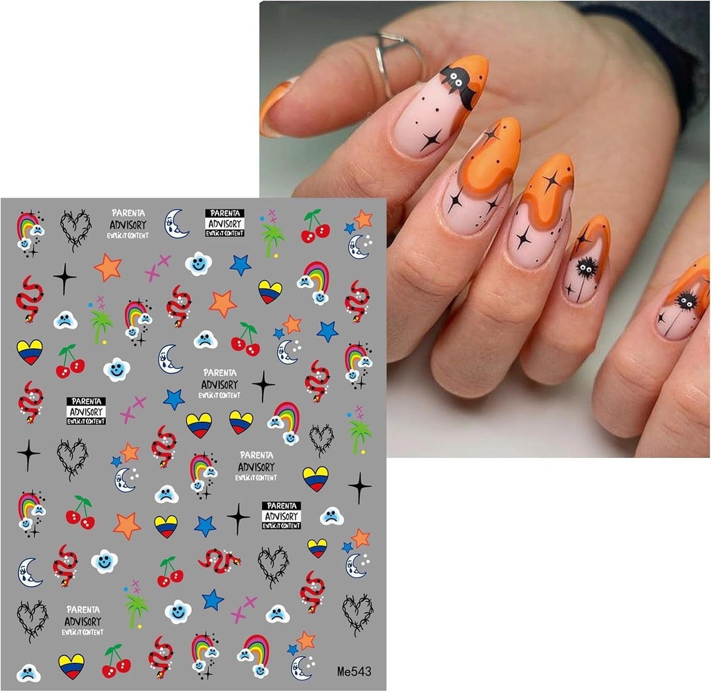 JMEOWIO Nálepka na nehty Halloween 9 Blatt Nálepka na nehty Selbtklebend Nagelaufkleber Dekoration Nageldesign Zubehör