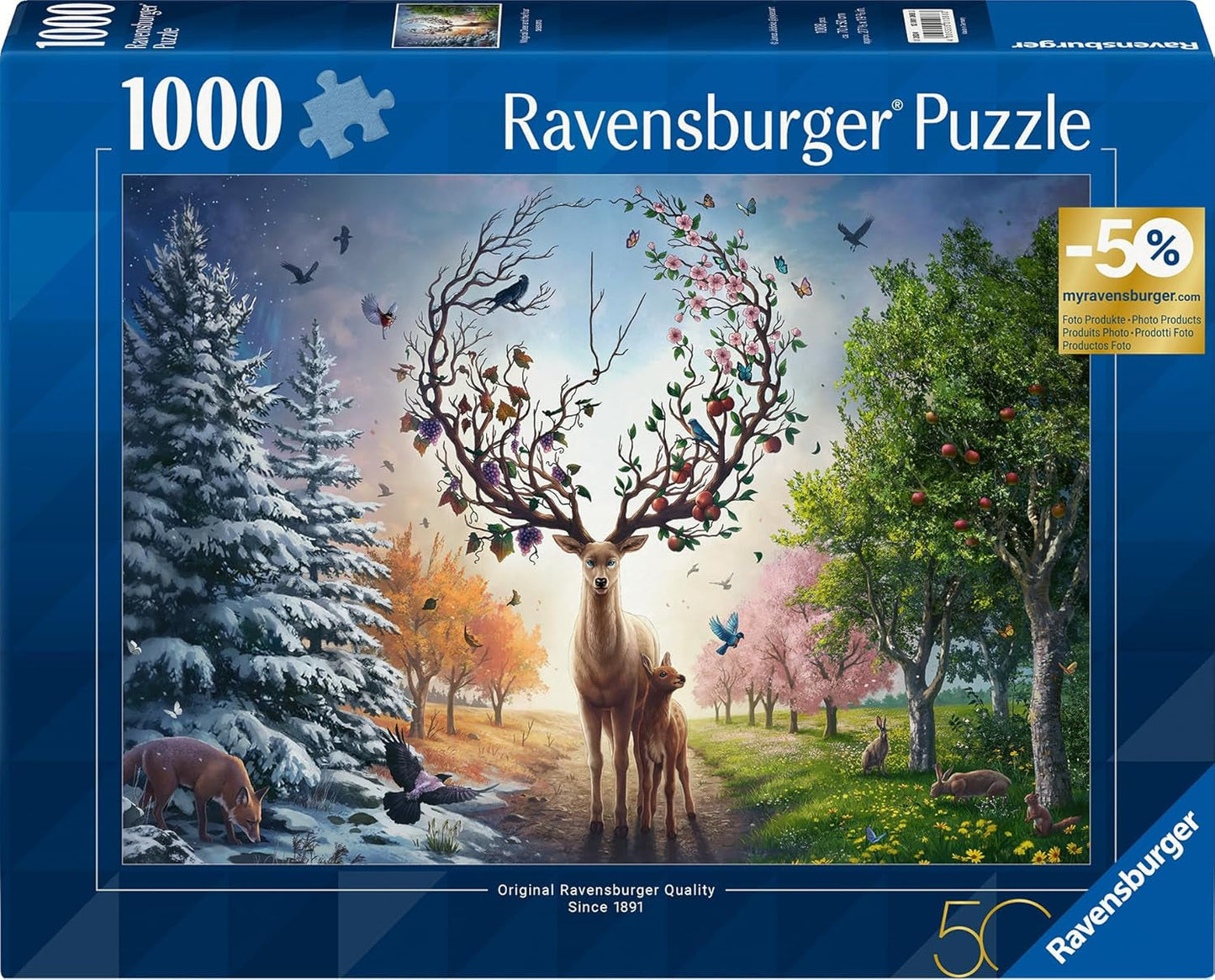 Puzzle Ravensburger 12001088 - Kouzelný jelen a čtyři roční období - 1000dílné puzzle pro dospělé 14+ Puzzle Naty Shop