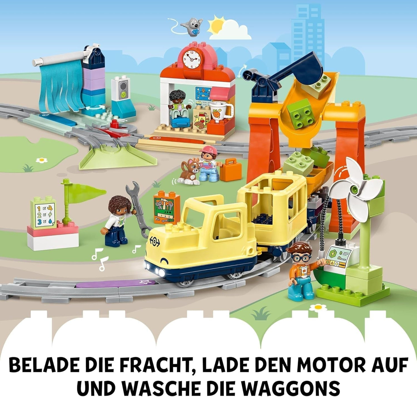LEGO DUPLO Městská velká interaktivní železnice, stavebnice pro batolata 3 roky stará, lokomotiva Push & Go se světly a zvuky, díly kolejí, vzdělávací hračka pro předškoláky 10428 Stavebnice Beuche den LEGO-Store