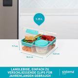 Systém obědových boxů Bento Box TO GO s přihrádkami | Box na oběd 1,25 l s nádobou na jogurt/ovoce | pro děti i dospělé l | Bez BPA Minty Teal [21685-8T], mátově zelená Naty Shop boxy na skladování potravin