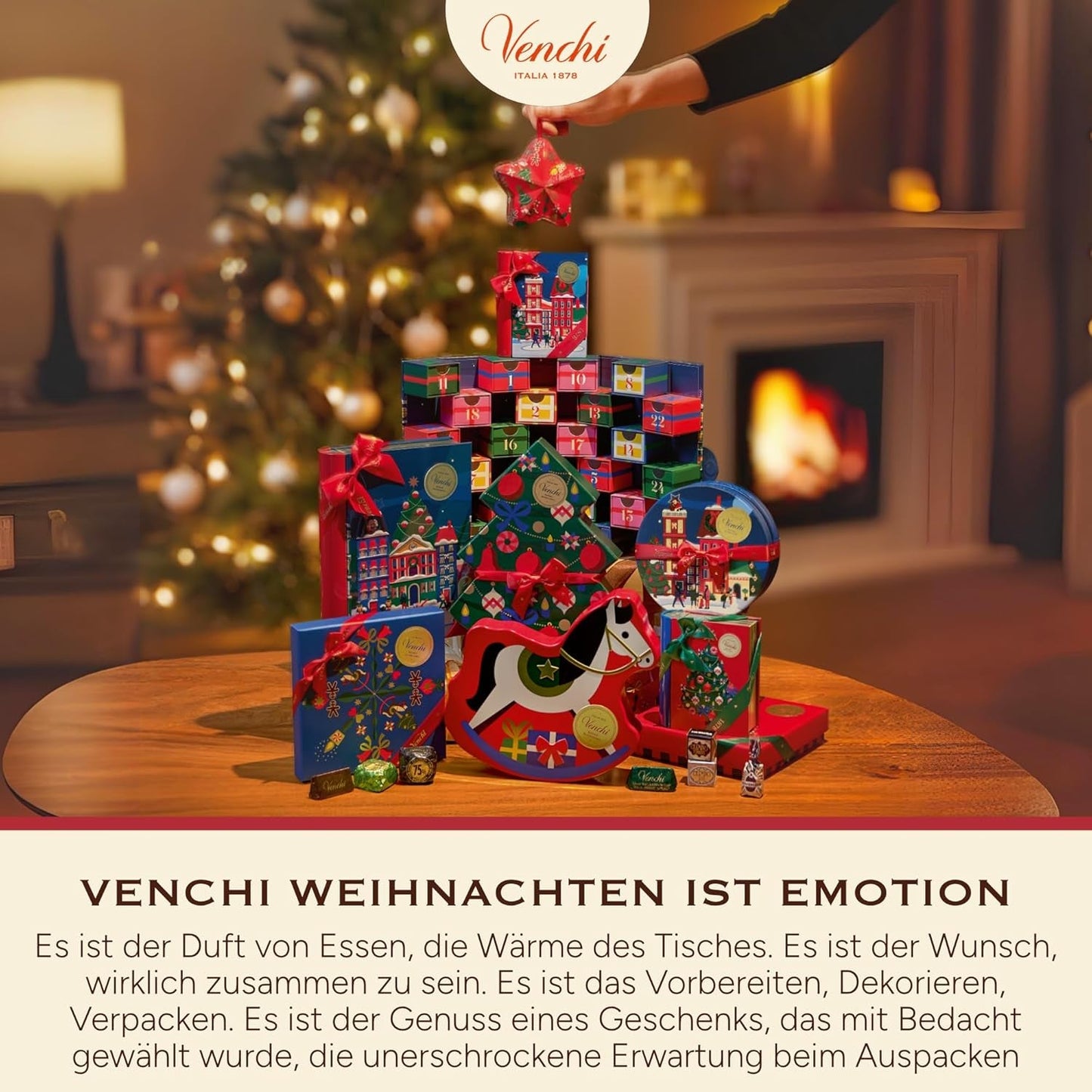 Venchi, Brutto&Buono, ručně vyráběná mléčná čokoláda ve tvaru jedle "Piedmont Forest Hazelnut", 200 g, bez lepku, limitovaná edice vánoční kolekce, tip na dárek