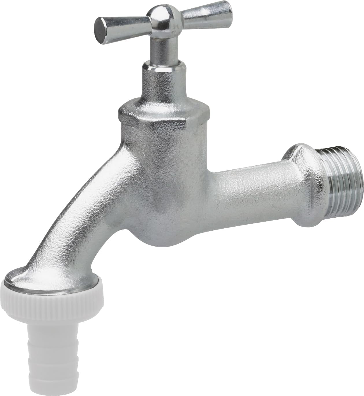 Rohatý kohoutek – 20,95 mm (1/2 palce) vnější závit – Včetně připojení hadice – Vysoce kvalitní mosaz – Ideální jako venkovní kohoutek / kohoutek s dešťovým sudem / kohoutek / uzavírací ventil / FLOR92590