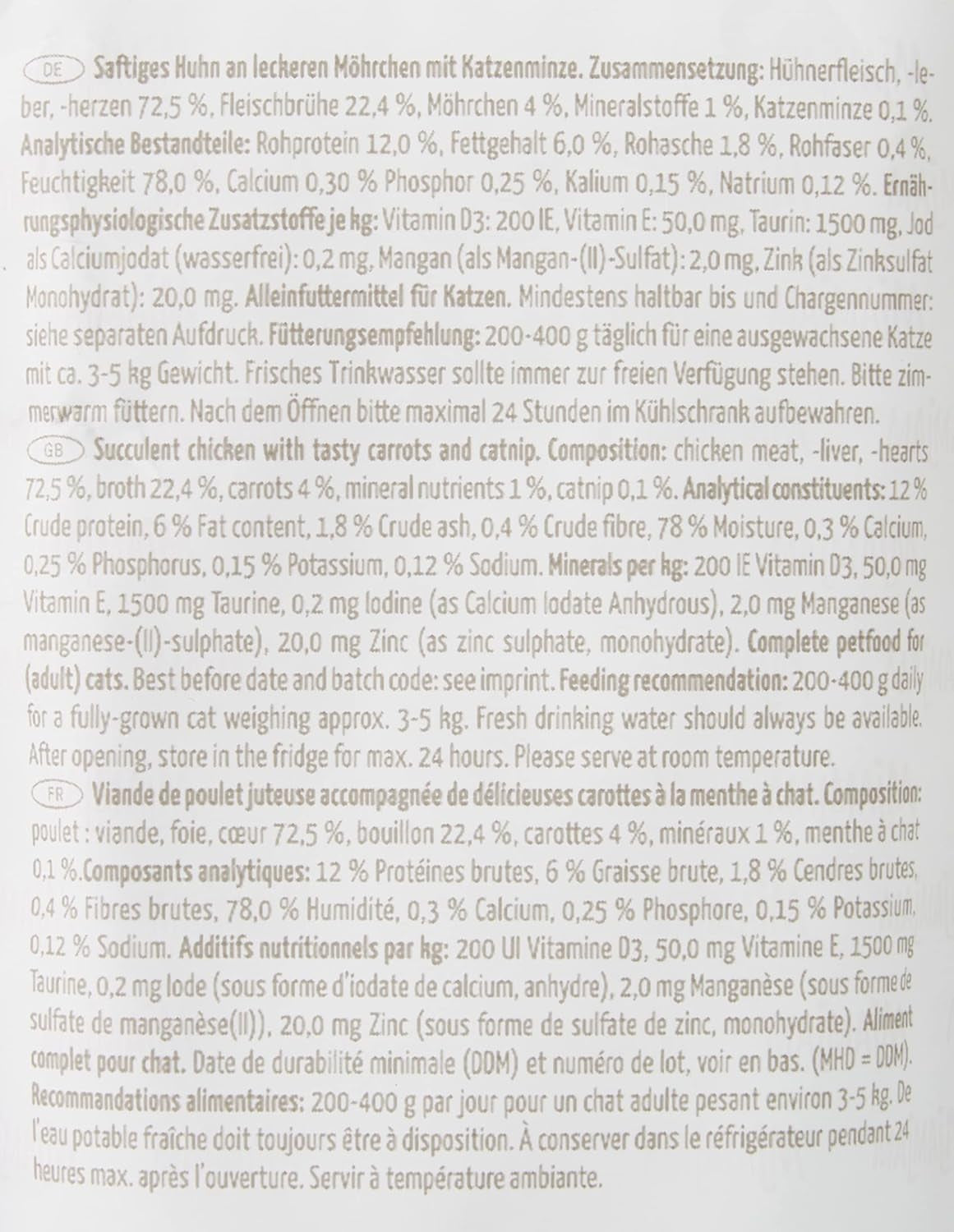 MjAMjAM - prémiové mokré krmivo pro kočky - stlačitelná kapsička - šťavnaté kuře s lahodnou mrkví 12 balení (12 x 125 g) bez obilovin s extra masem