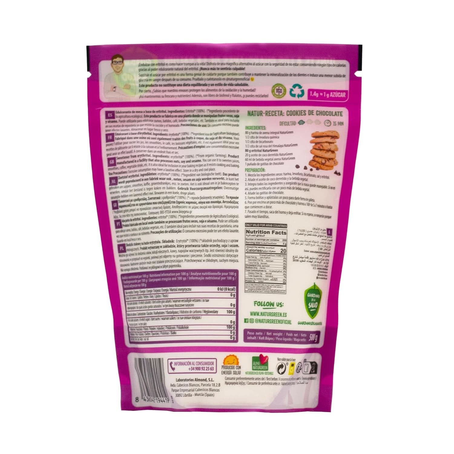 Bio Erythritol, přírodní sladidlo, organické, nízký glykemický index, 500 gramů sladidla Naty Shop