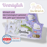 Millis Bamboo Baby Sensitive vlhčené ubrousky pro jemnou dětskou pokožku - 5 x 60 kusů - Přírodní, šetrné a udržitelné čištění - Biologicky odbouratelné dětské ubrousky, bez plastů a alkoholu