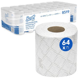 Toaletní papír Scott® Essentialtm 8519 2vrstvý bílý toaletní papír z recyklovaných vláken s certifikací Fsc 64 rolí X 350 listů (celkem 22 400 listů)
