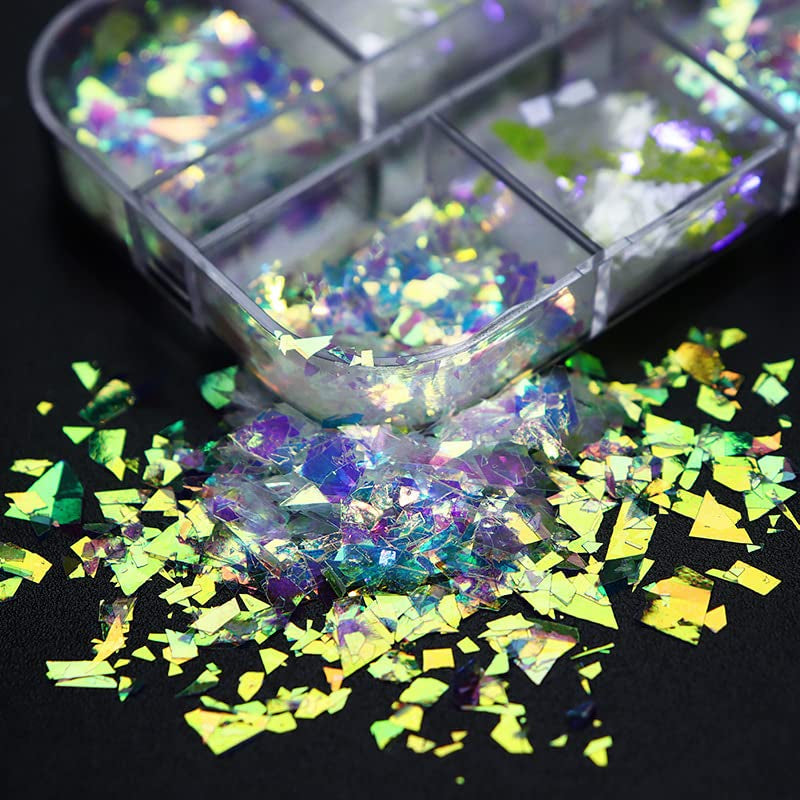 JMEOWIO Nail Glitter 12 Grids Mořská panna Nail Art Dekorace Příslušenství Nail Design