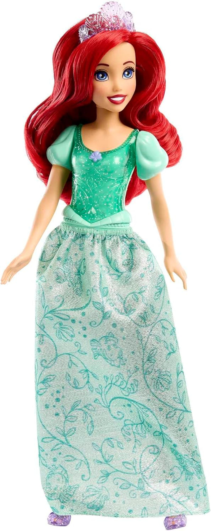 Panenka Mattel Disney Princess Ariel, dlouhé stylingové vlasy, polohovatelné, odnímatelné boty a čelenka, dárky Disney, hračka pro děti od 3 let, HLW10