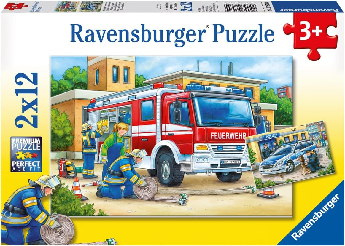 Ravensburger Puzzle pro děti - 07574 Policie a hasiči - Puzzle pro děti od 3 let, s 2X12 dílky Puzzle Naty Shop 07574 Policie a hasiči