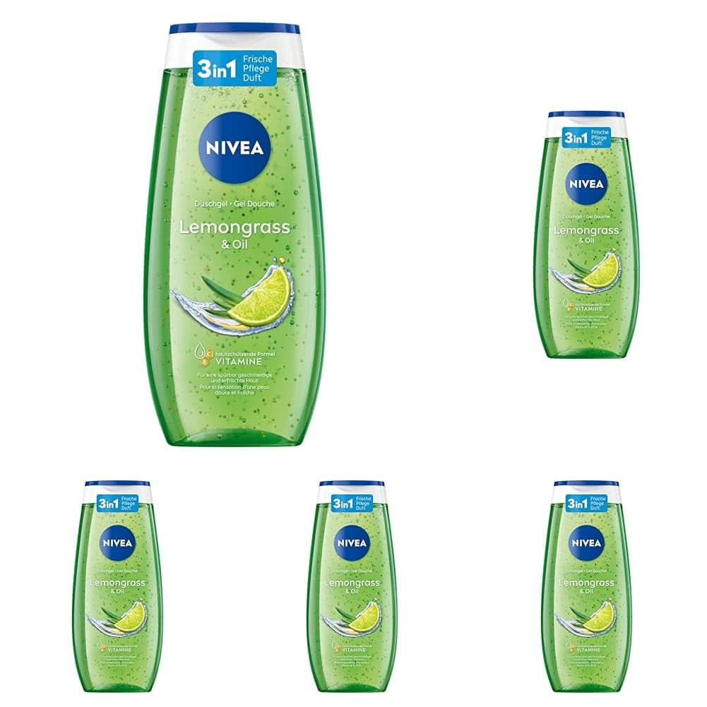 NIVEA Lemon Grass And Oil sprchový gel, 250 ml Sprcha a koupel Naty Shop 5 kusů x 250 ml