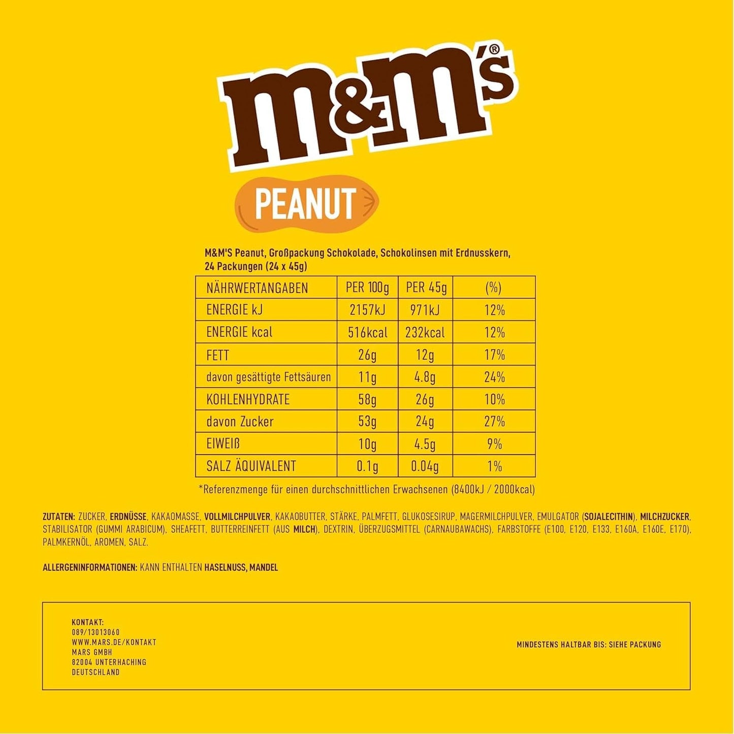 M&M's Arašídové čokoládové hromadné balení 24 x 45 g Čokoláda Čokoláda s arašídovou příchutí Čokoláda (1080 g) Ideální jako pamlsek na téma fotbal