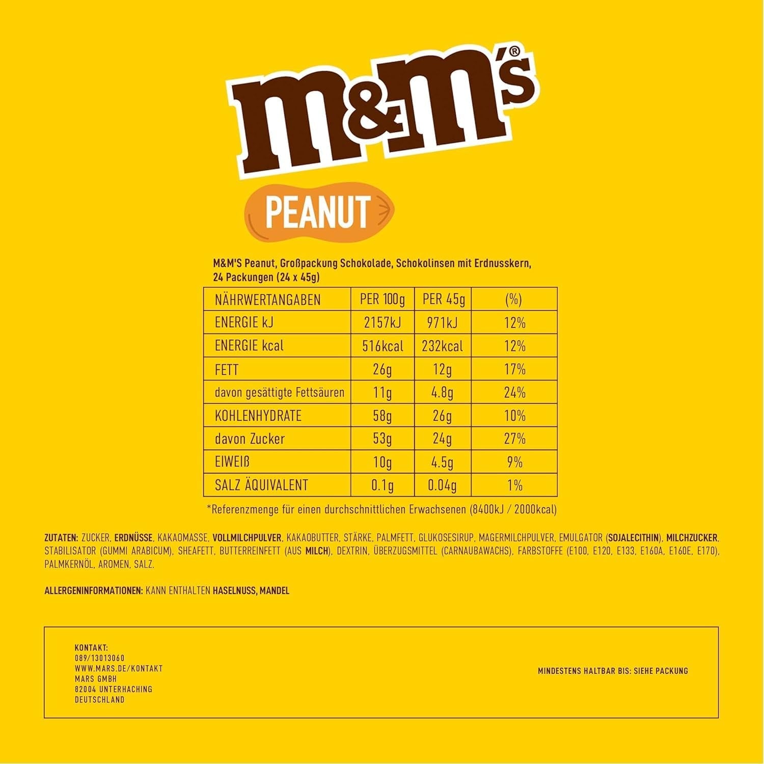 M&M's Arašídové čokoládové hromadné balení 24 x 45 g Čokoláda Čokoláda s arašídovou příchutí Čokoláda (1080 g) Ideální jako pamlsek na téma fotbal