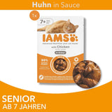 IAMS Delights Mokré krmivo pro kočky s kuřecím masem v omáčce pro starší kočky od 7 let – zkušební velikost, samostatný sáček, 1 x 85 g