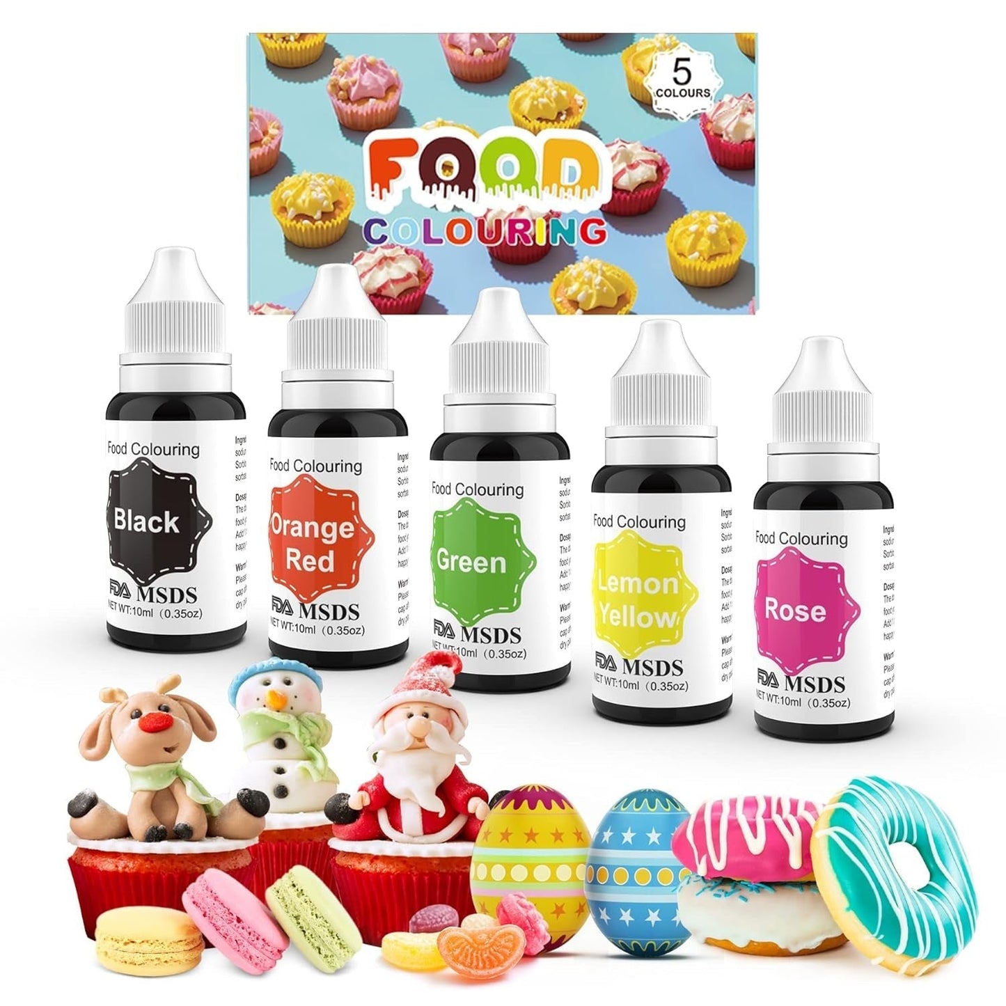 Potravinářské barvivo 9 x 10 ml, tekuté potravinářské barvivo - sada potravinářských barviv na zdobení dortů, makaronů, koblih, fudge, polevy, mýdel pro kutily, zmrzliny, barviva na mýdlo, barviva ve stříkací pistoli