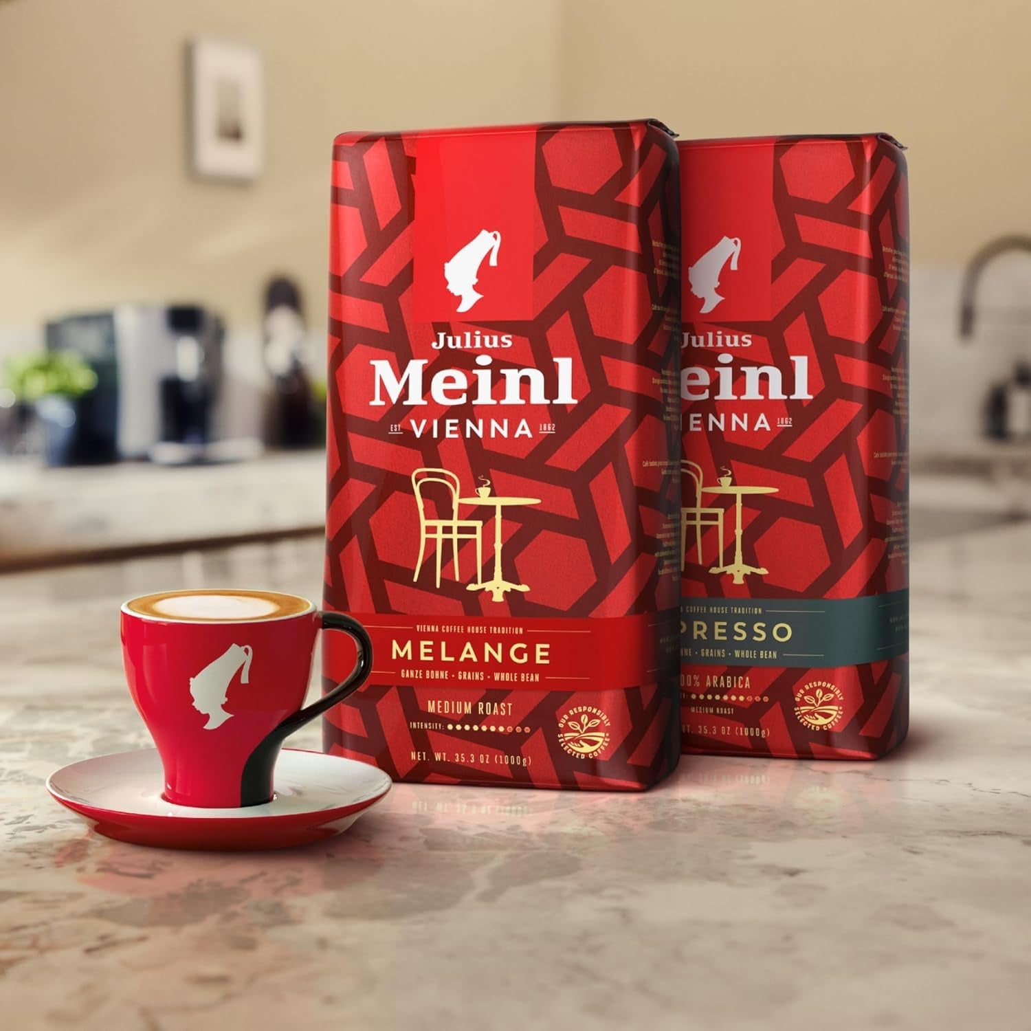 Vídeňská melanž - 500g celozrnné | Klasická vídeňská kávová směs | Aromatická káva získaná ze zrn 100% Arabica Ideální pro plně automatické kávovary a espresso stroje