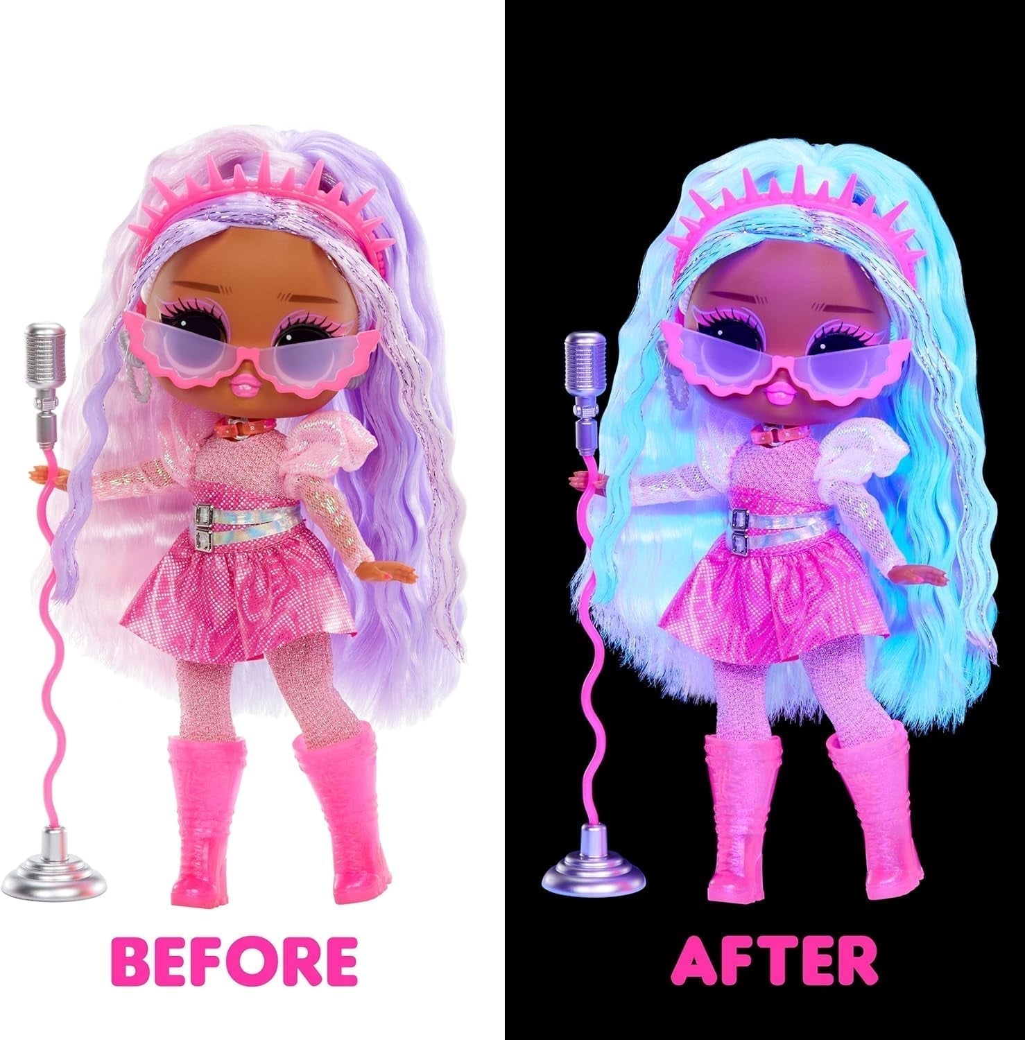 L.O.L. Překvapení! Tweens Neon Pop Stars - Kitty K - 1 módní panenka s podsvícenými překvapeními a 10+ oblečky a doplňky Pop Star, včetně retro mikropásek, dárek pro děti 4+ Naty Shop Dolls