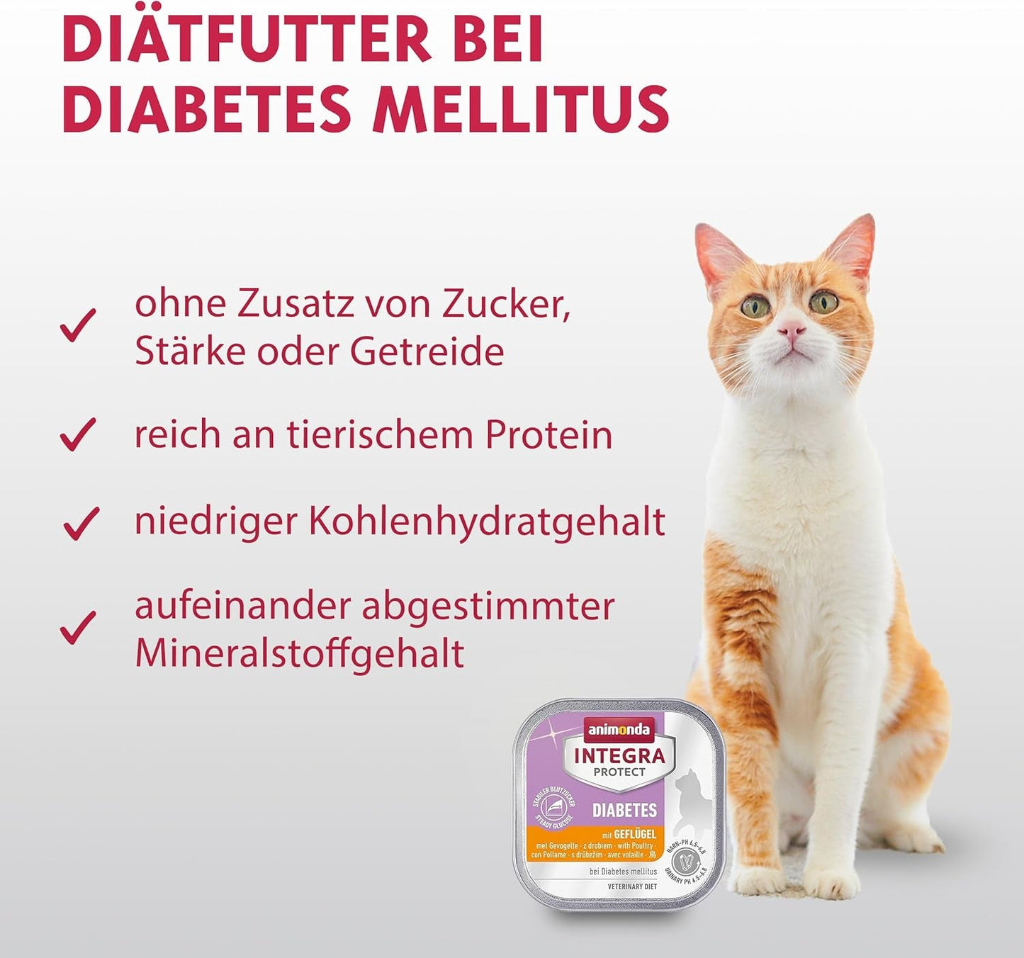 animonda INTEGRA PROTECT Diabetes with Drůbež (16 x 100 g), vlhké krmivo pro diabetické kočky, dietní krmivo pro diabetické kočky, vlhké krmivo bez cukru