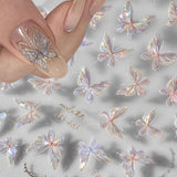 Glänzend Aurora Shell Schmetterling Nálepka na nehty Selbstklebend,Erleichterung Schmetterlinge Nálepka na nehty Rosa Laser Schmetterling Nagelaufkleber Für Frauen Nageldesign Zubehör Nagel Zubehör Nail Art