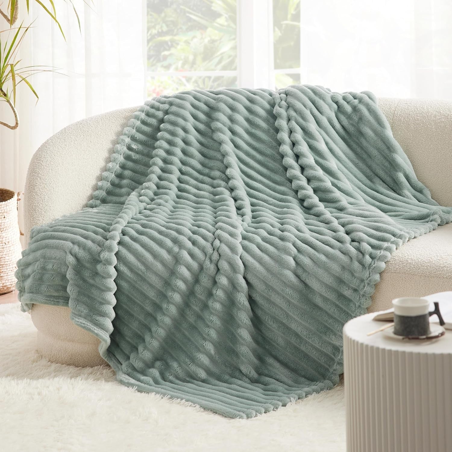 BEDSURE Šalvějová zelená fleecová deka na pohovku - Super měkké útulné deky pro ženy, roztomilá malá deka pro dívky, 127 X 152 cm Postele a deky Beuche den BEDSURE-Store