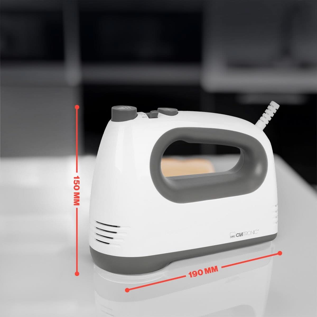 Mixér Clatronic | Kraftvoller 400W motor | Ruční mixér | Turbostufe & 5 Geschwindigkeitsstufen | Ruční mixér | Spülmaschinengeeignete Edelstahlquirle Und -Knethaken | HM 3775 Kitchen Naty Shop