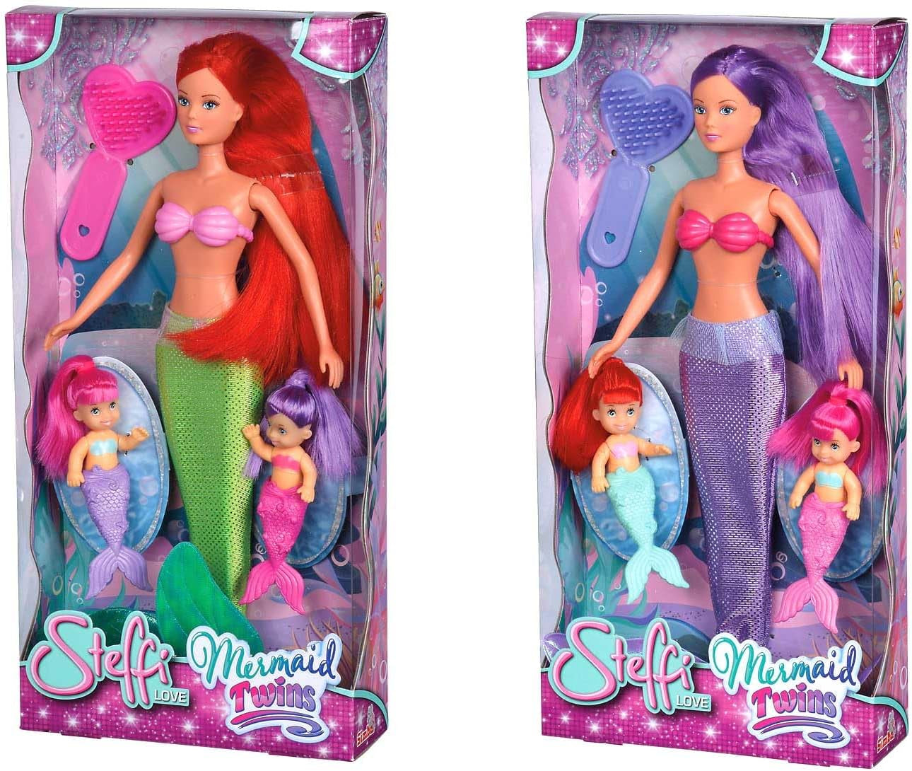 Simba 105734162001 105734162 - Steffi Love The Twin Mermaids / dvě varianty / Steffi jako mořská panna / se dvěma mořskými miminky / módní panenka / 29 cm, pro děti od 3 let