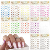 12 Stück French Tip Samolepka na nehty Selbstklebend Bunte Francouzské nehty Schablone Nagelaufkleber Samolepky na nehty Nageldesign DIY Nägel Zubehör(12 barev)