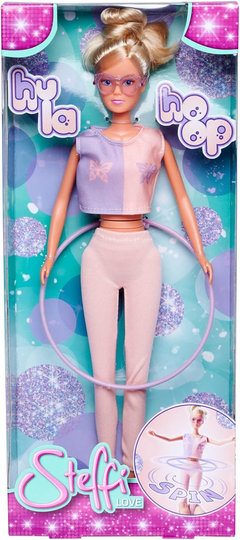Simba 105733619 - Steffi Love Hula Hoop, panenka se sportovním oblečením, Hula Hoop a mechanickou funkcí, 29 cm, věk 3+