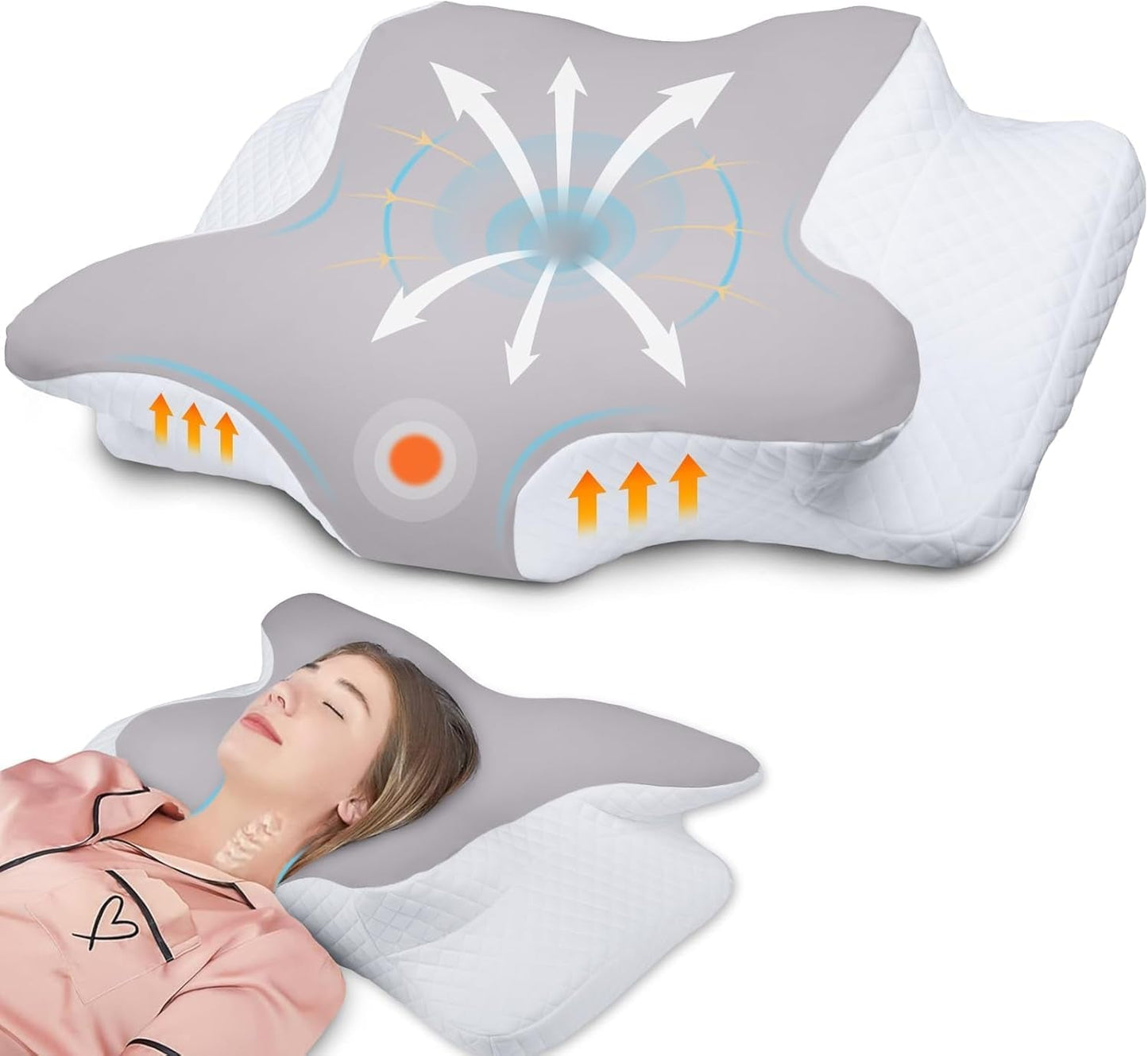 Hothands Memory Foam Polštář Ergonomický ortopedický polštář Boční Zadní Polštář pro úlevu od bolesti břicha Zlepšení kvality spánku 62X41X13/11Cm Krční ortopedické polštáře Naty Shop Výchozí název