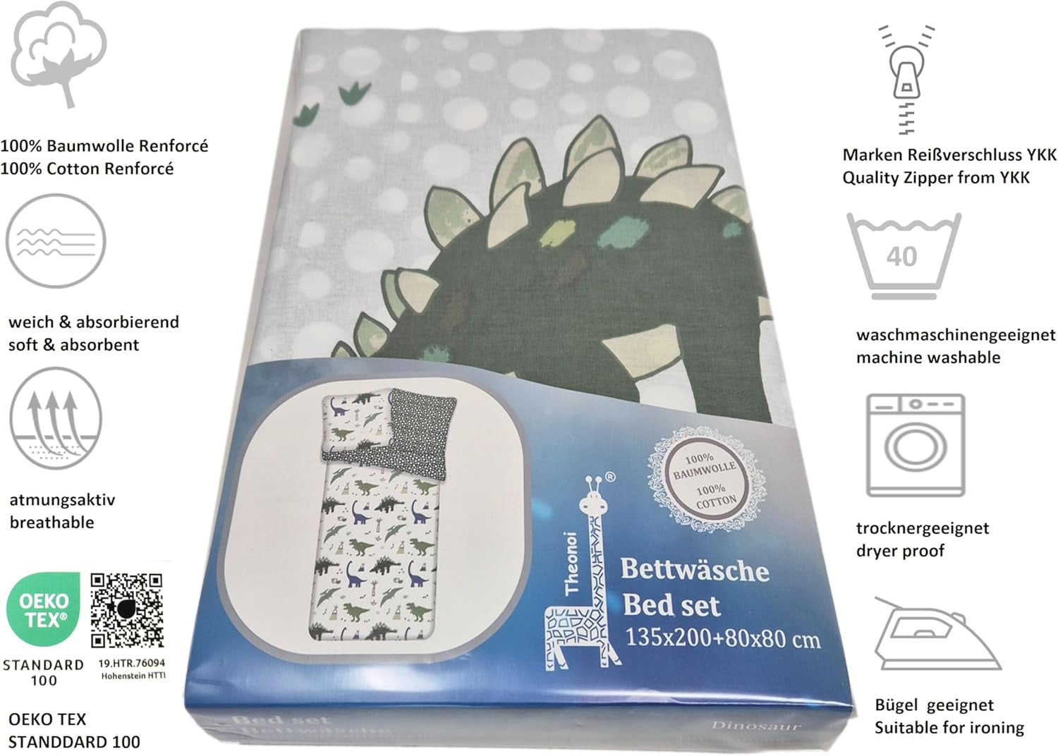 Povlečení pro děti, oboustranné, Dinosauři Povlečení - dětské Naty Shop