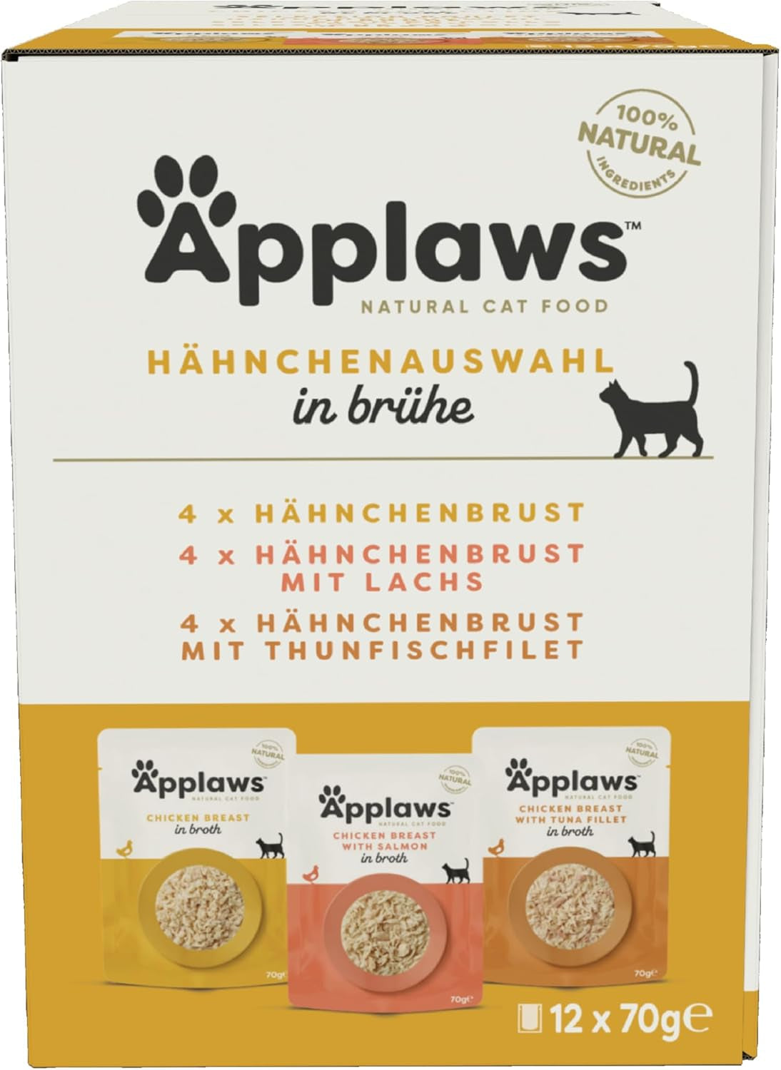 Applaws Natural Mokré krmivo pro kočky Sáčky Více balení kuřecí vývar Výběr - 12 sáčků x 70 g