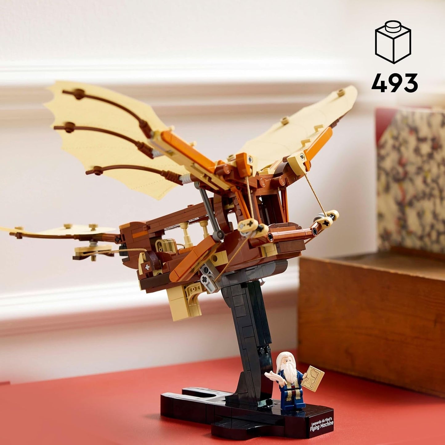 LEGO Icons Létající stroj Leonarda Da Vinciho s mávajícími křídly - Obsahuje minifigurku a stojan - Stavebnice pro dospělé - Sada domácích dekorací - Nápad na dárek - 10363 Stavebnice Besuche den LEGO-Store