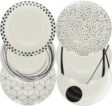 Grafický stolní servis, 18 kusů pro 6 osob, porcelán, bílá