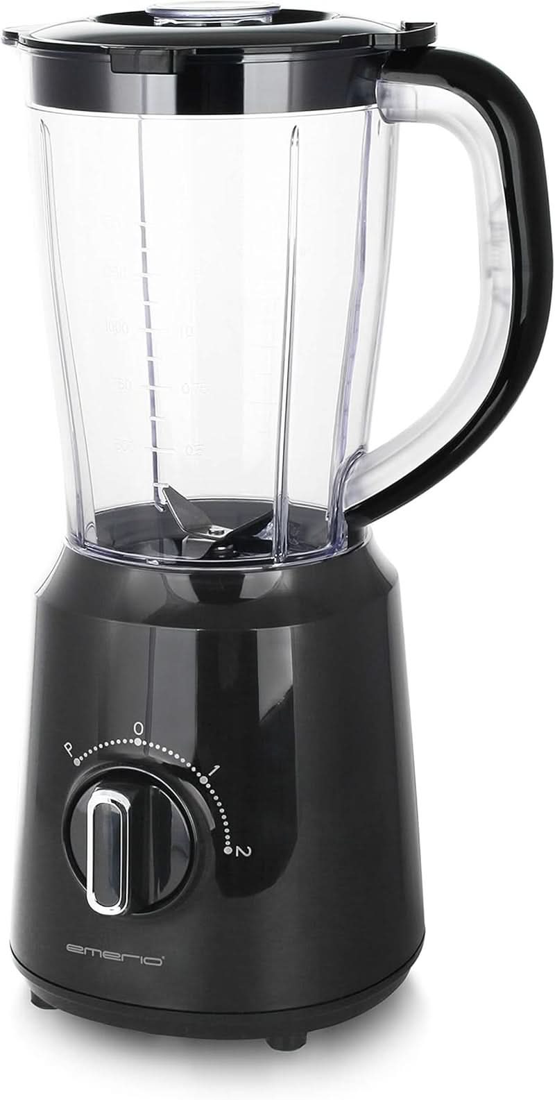Emerio Standmixer BPA Frei Crush Ice Funktion 1,5 l Behälter 2 Geschwindigkeiten + Pulse Funktion Messereinheit Aus Edelstahl Sicherheitsschalter Geschirrspülgeeignet 500 Watt BL-12816.8 Schwarzp.