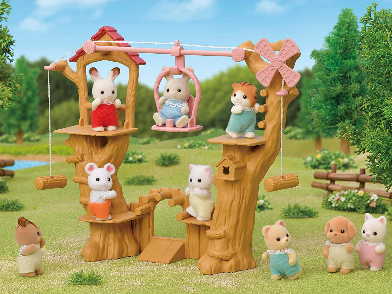 Dětská lanová dráha Sylvanian Families 5452 - Dollhouse Playset Dolls Naty Shop